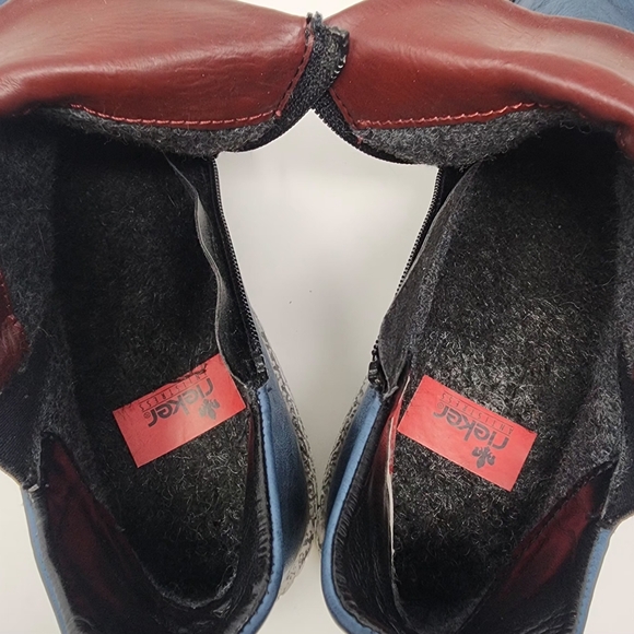 Rieker Liv 82 Blue Side Zip Faux Leather Ankle Boot Size 40 (8.5/9) - Picture 8 of 13